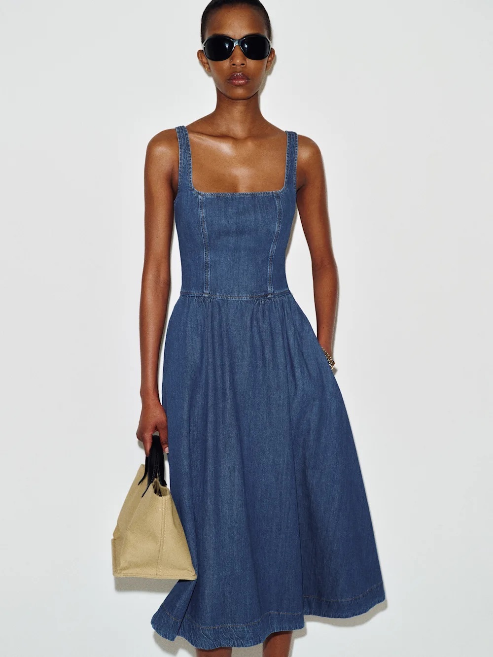 NEW Reformation Janu Denim Midi Dress, Size 2